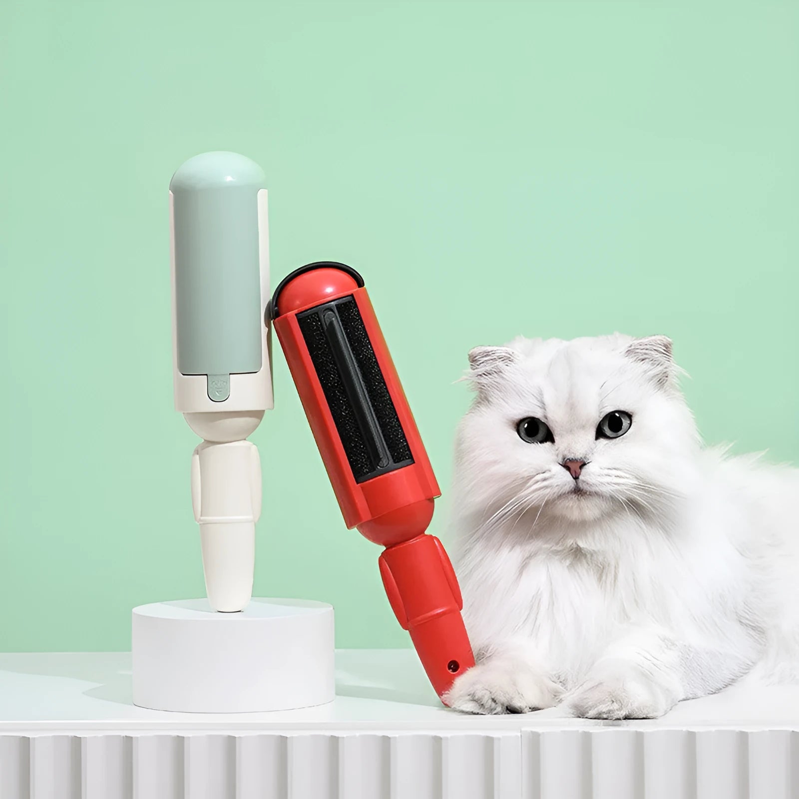 Pet hair remover electrostatic double-sided brush plastic 24.9cm white