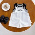 Neutral cotton infant two-piece set with short-sleeve top and shorts overalls in vest suit colour
