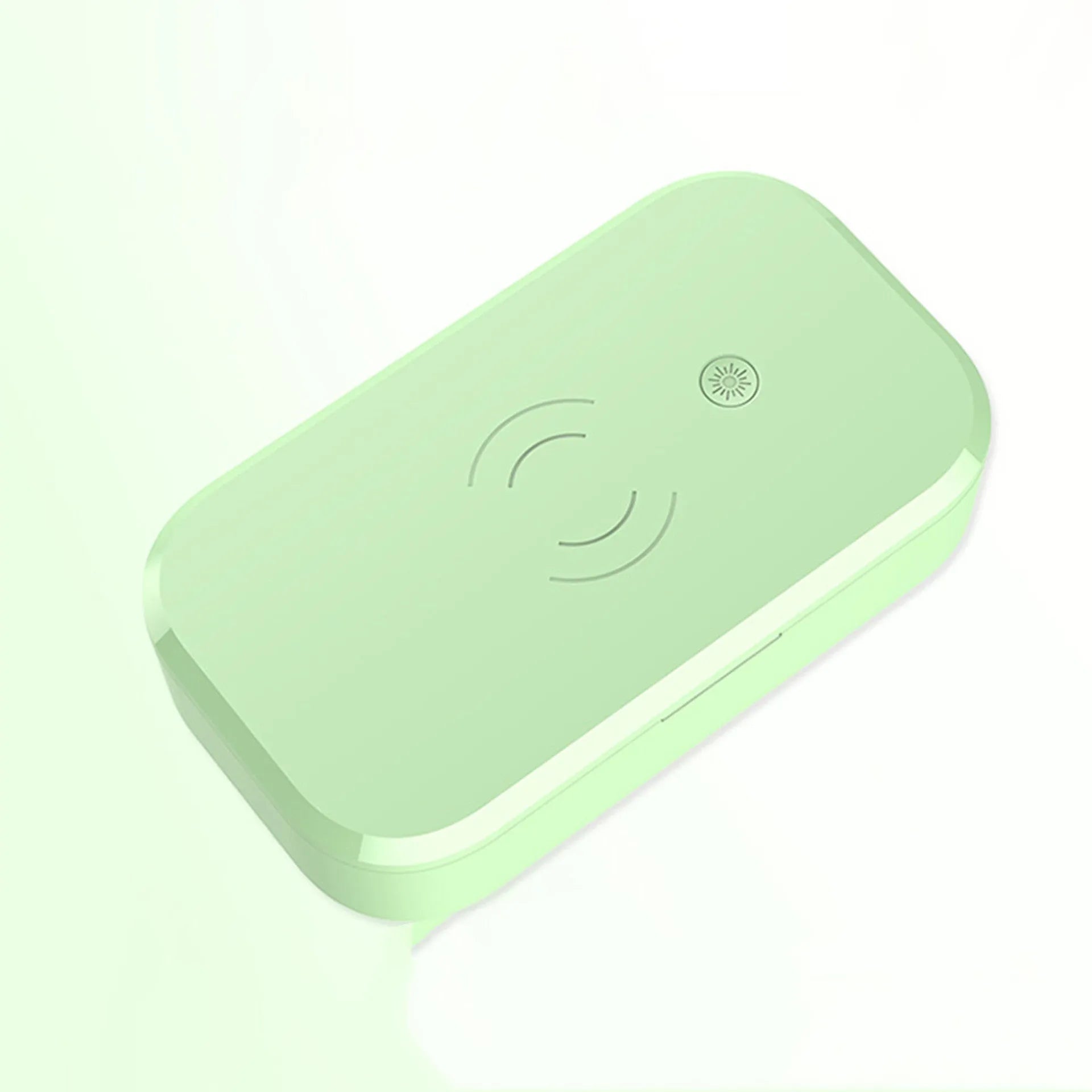 White ultraviolet disinfection box for nail tools and phones with wireless charging pad
