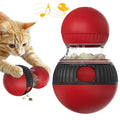 Rotating plastic cat toy with dropping ball and sound effects in toy cat and super ball design