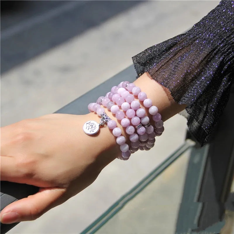 Angel Echeveria natural stone bracelet with geometric lotus shape for women.