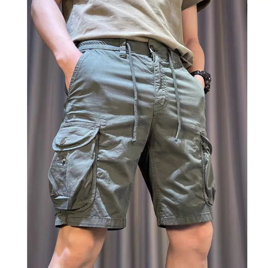 Loose straight casual overalls trousers with multiple pockets in Korean style design
