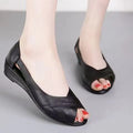 Women's casual peep toe sandals with mid heel and ankle buckle in three colour options