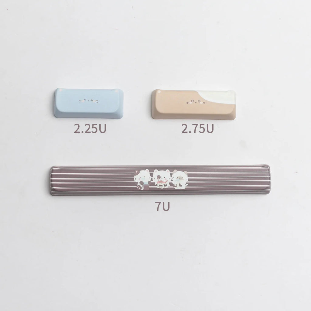 Sea salt cat themed PBT mechanical keyboard keycap set with March 7u spacebar supplement