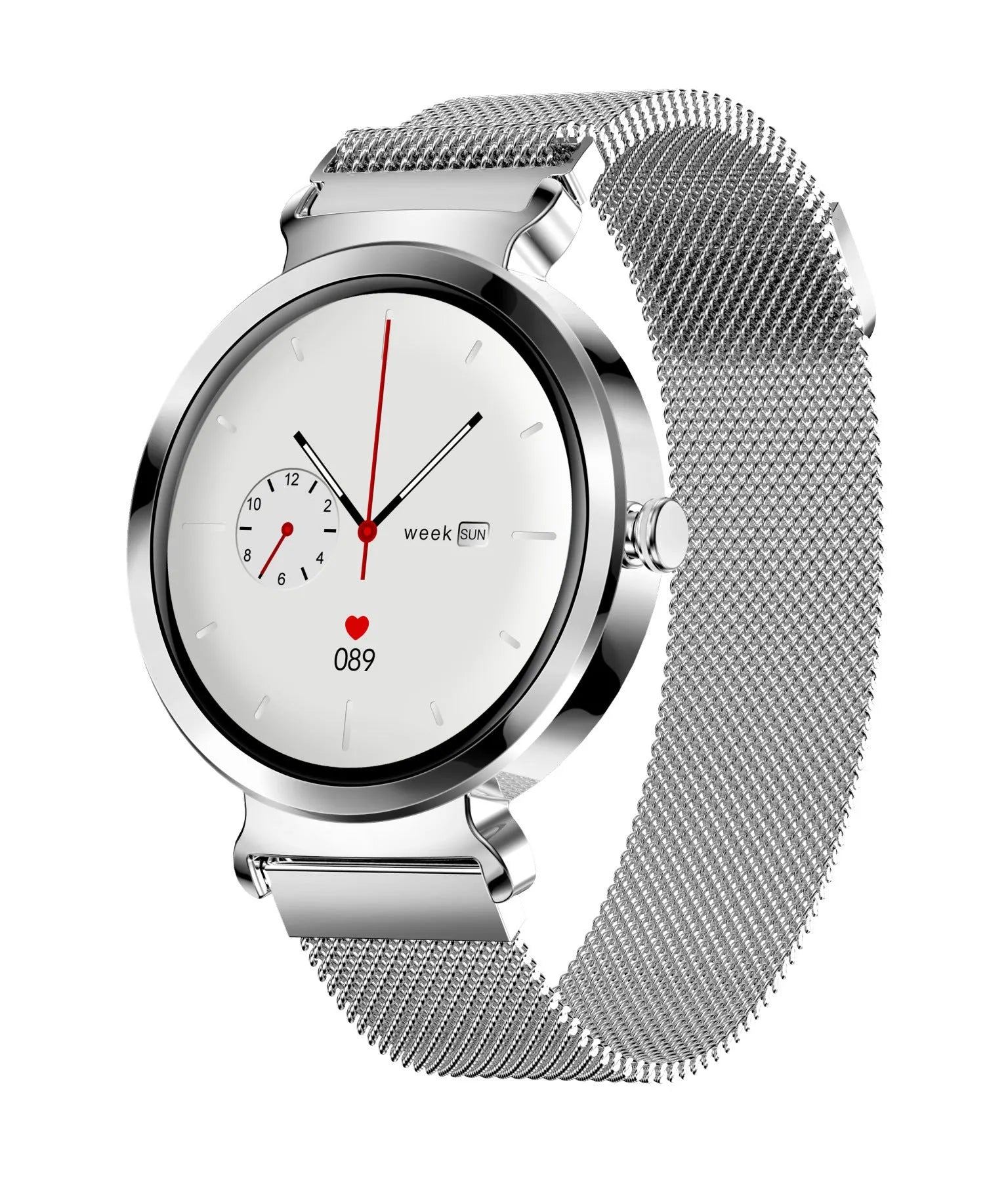 Zinc alloy smart bracelet jewellery watch with colourful strap options on a wrist.