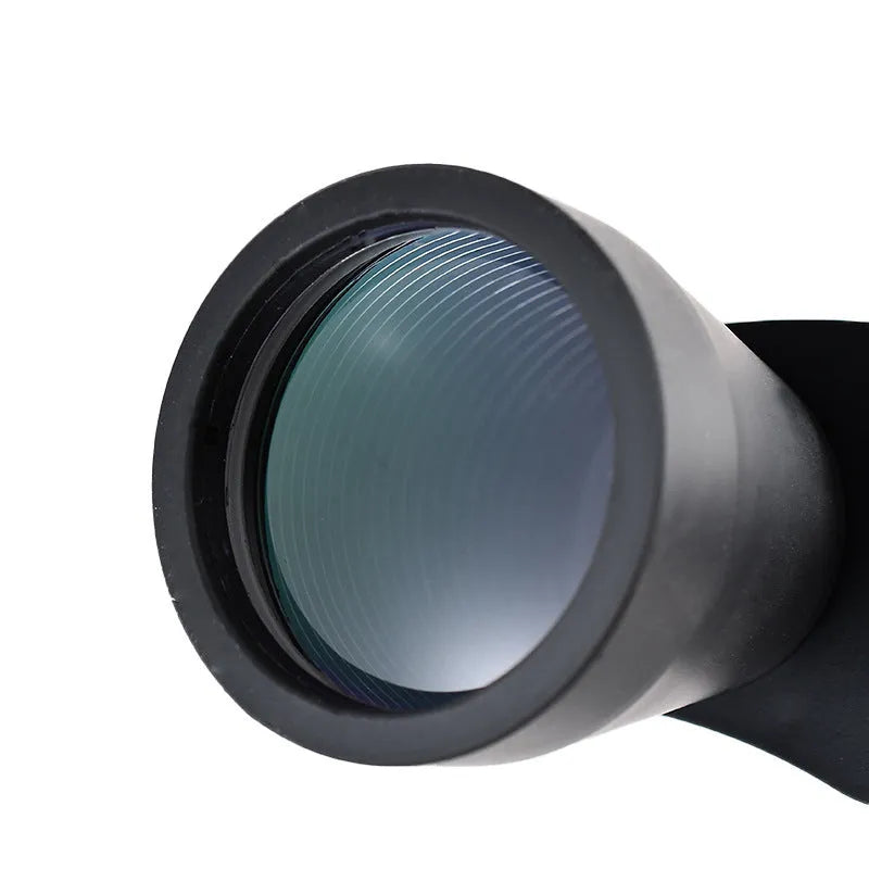 Black outdoor binoculars with large 100mm objective lenses and continuous zoom control.