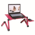 Red or black metal folding computer desk with cooling options in 420mm and 480mm sizes