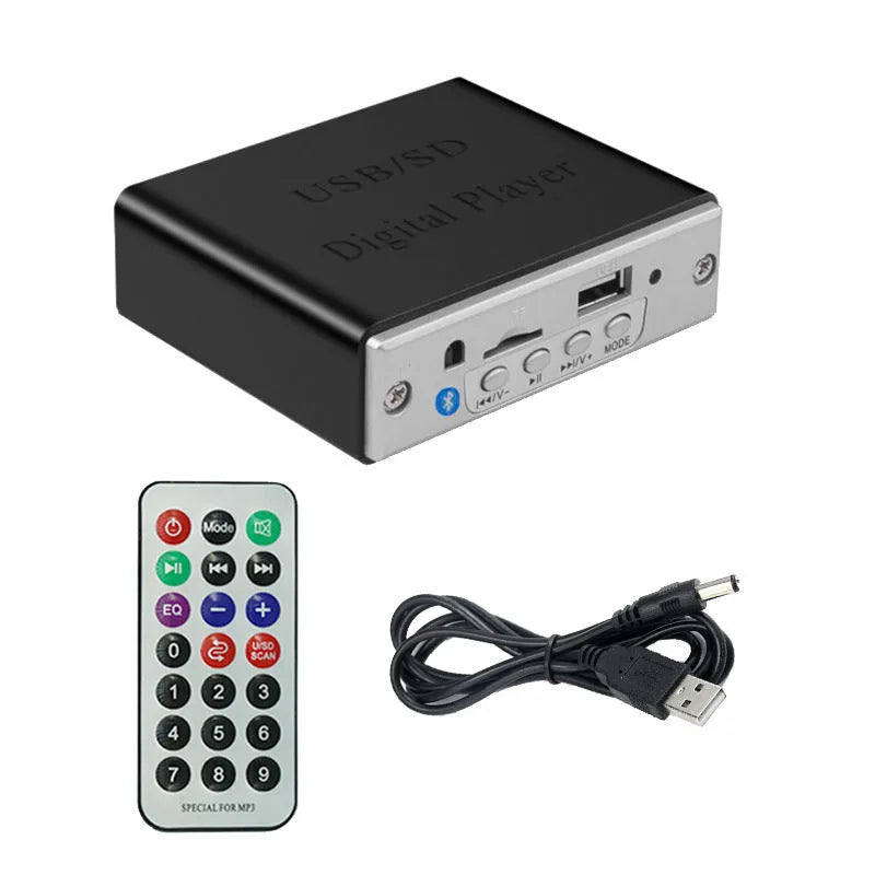 12V car Bluetooth MP3 decoder, white shell 8.8cm x 2.7cm, with remote control and USB cable