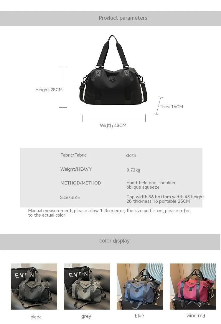 Large black waterproof Oxford cloth travel backpack with multiple compartments shown on a grey background.