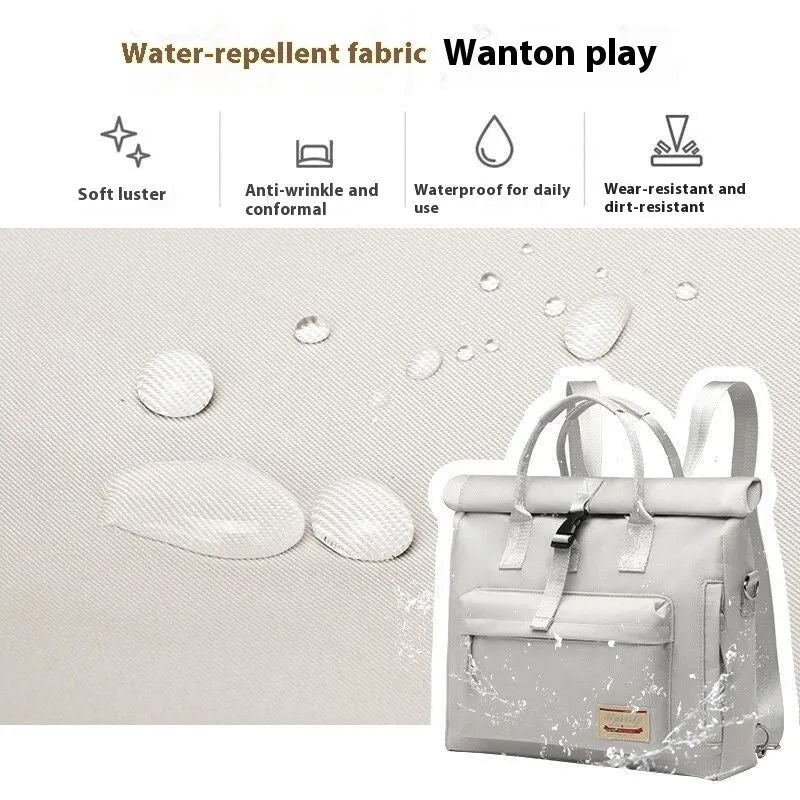 Shockproof anti-drop laptop bag in waterproof nylon shown in starry black colour with size dimensions displayed