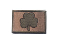 Outdoor embroidered fabric badge with Velcro strip showing clover design in green on nylon polyester material