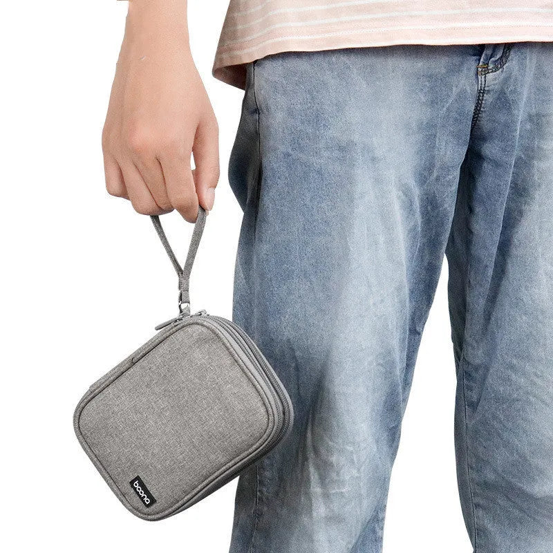 Oxford cloth hard disk storage bag for 2.5-inch drives in black and grey.