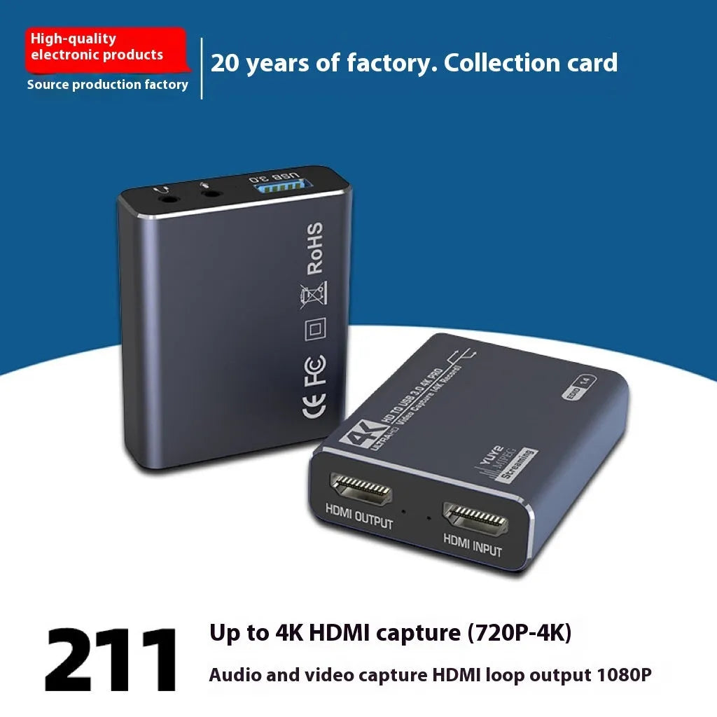Black MS2131 chip gaming set-top box with audio recording and 1080 resolution output