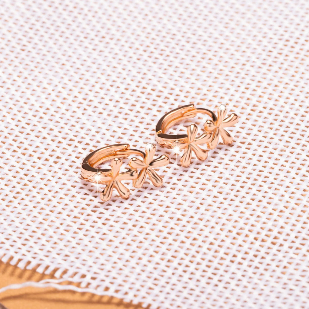 Rose gold electroplated circular waterdrop flower earrings for women