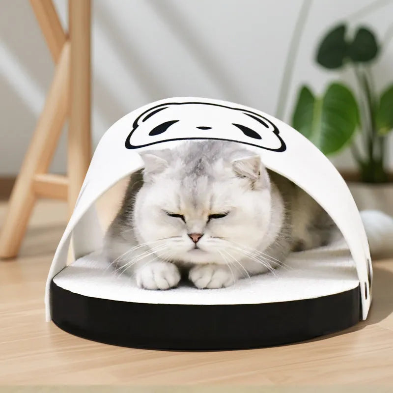 White corrugated paper cat scratch board with slipper-style design for indoor cat scratching