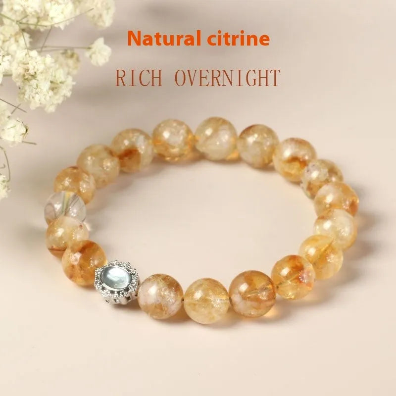 Citrine gemstone crystal bracelet with 10mm stones in geometry unisex design