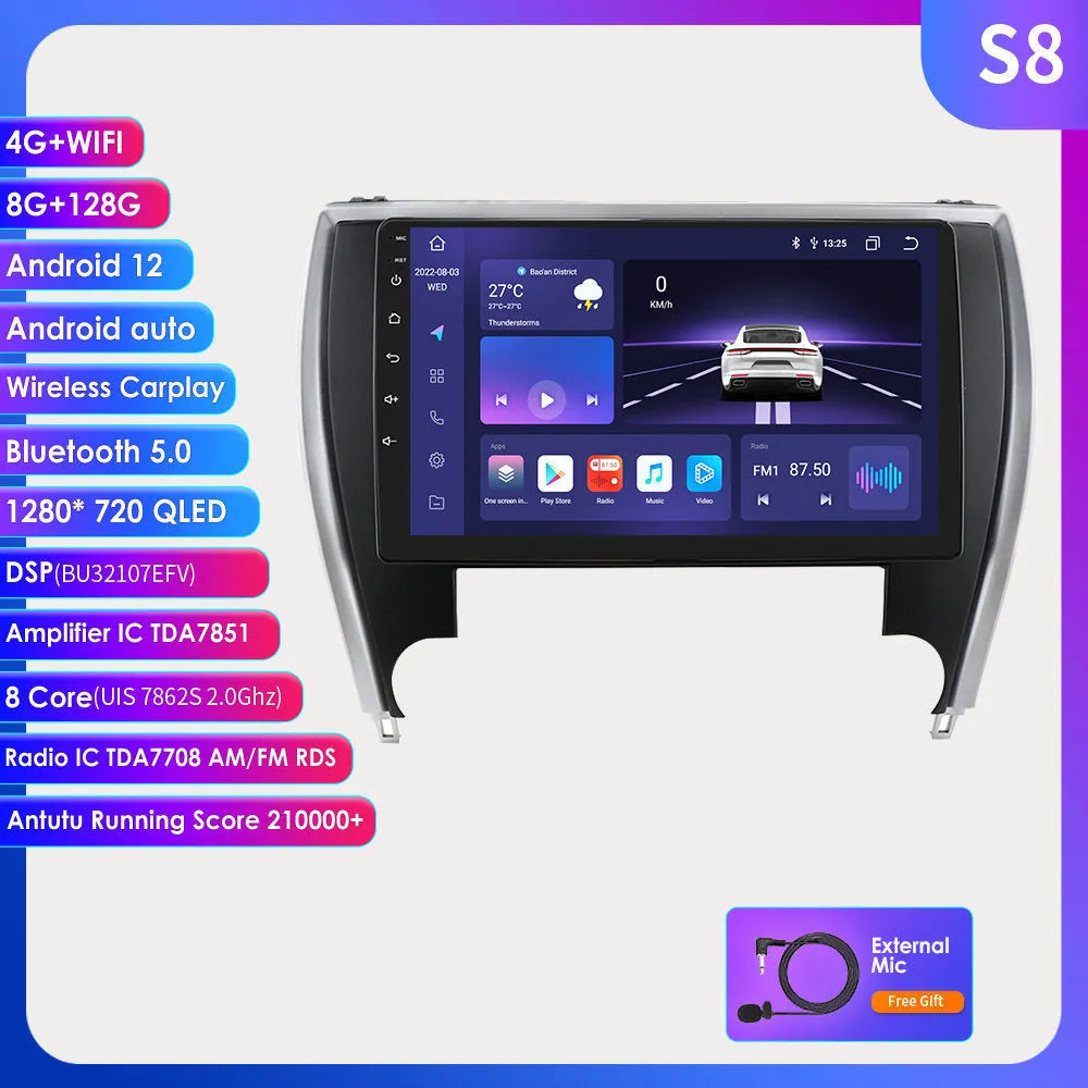 10-inch car navigation and MP5 all-in-one unit for Toyota Camry 2015 dashboard.