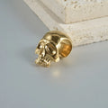 Stainless steel hollow skull Buddha earrings with geometric design in four colour options