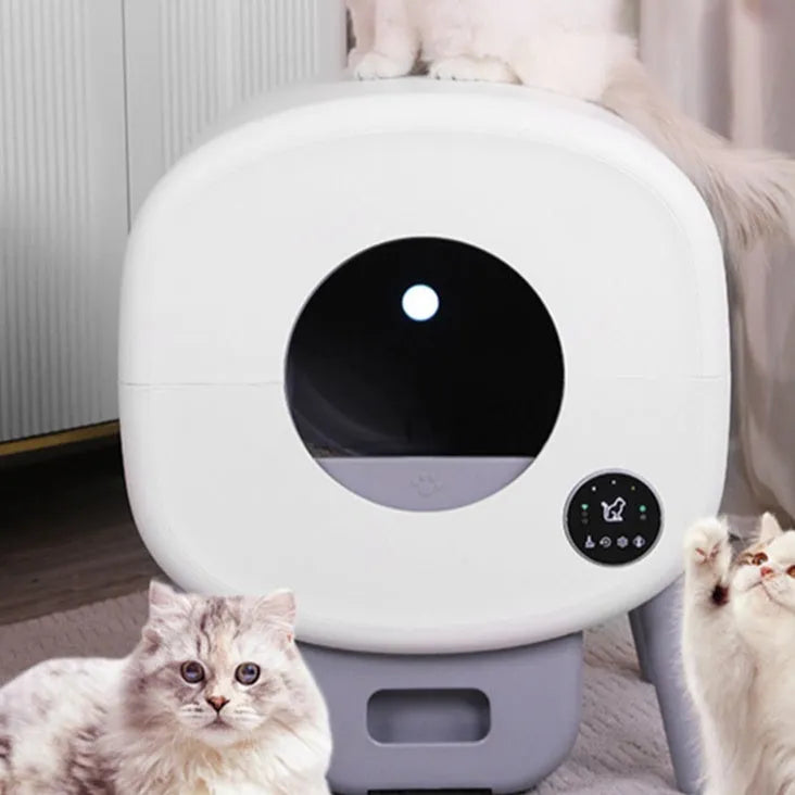 Automatic self-cleaning cat litter box with 13 litre waste bin and ABS plastic housing