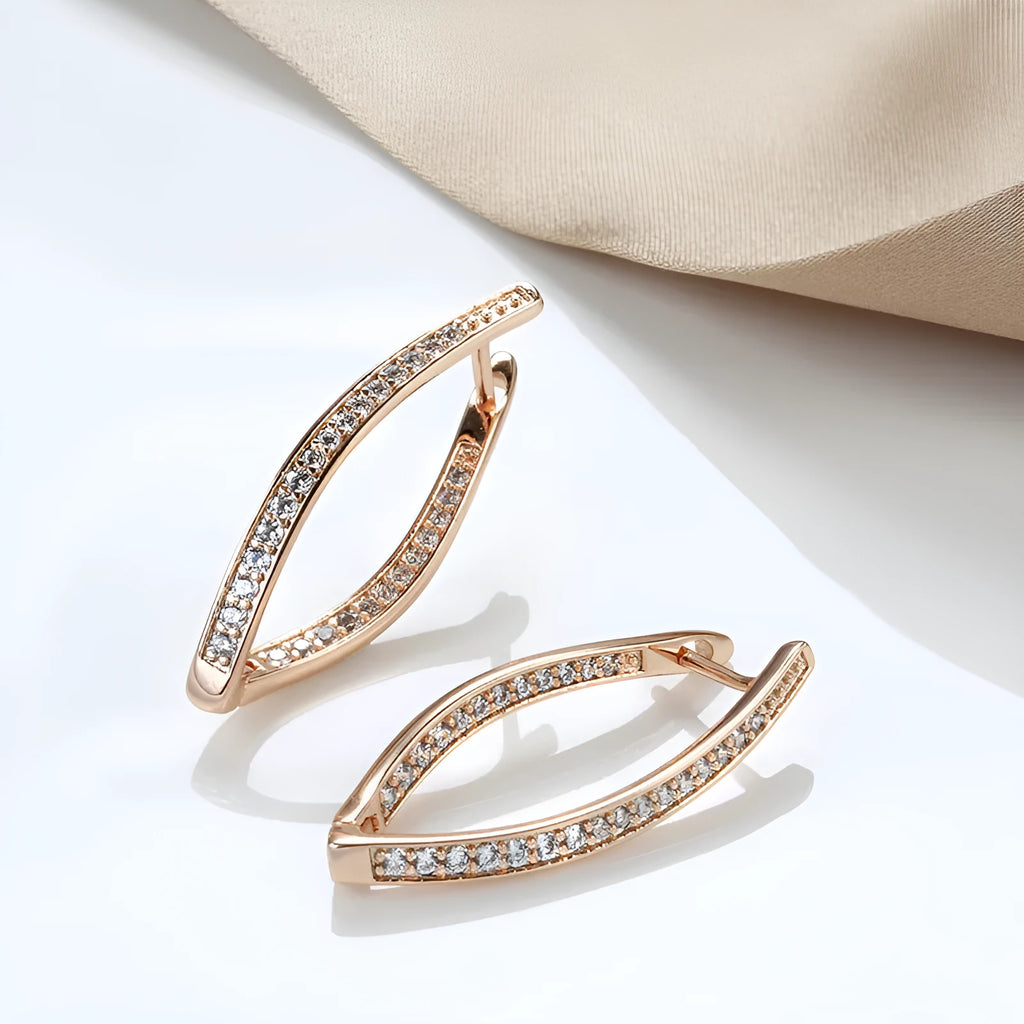A pair of geometric drop earrings for women made from copper with zircon detail, in colour H0493.
