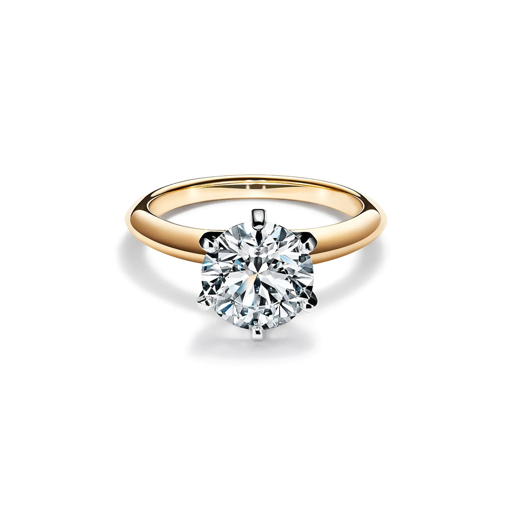 Women's silver ring with electroplated gold, rose gold, or platinum finish, 2 carat or 50 point style, size 6 7 8