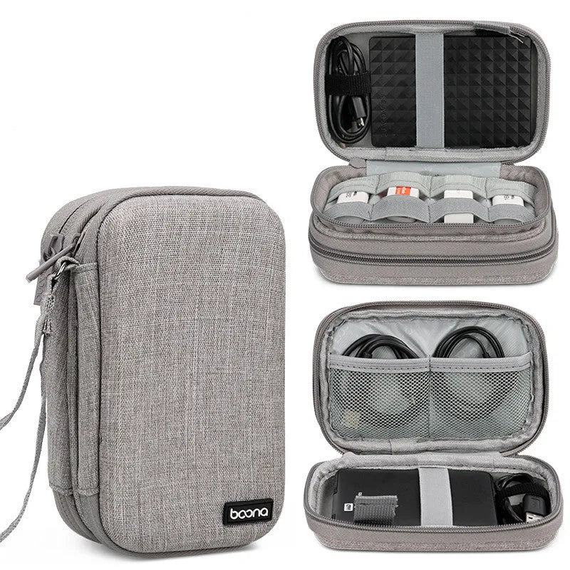 Oxford cloth hard disk storage bag for 2.5-inch drives in black and grey.