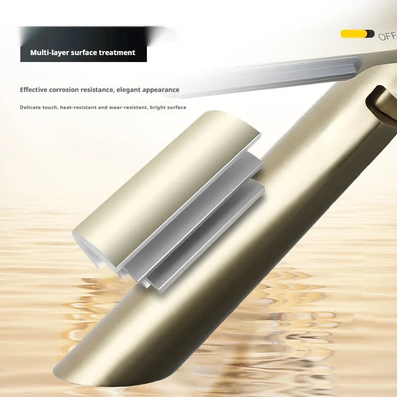Copper bathroom washbasin mixing faucet, hot and cold, 912g, available in Brushed Gold, Chrome, Grab Gray and White