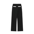 Women's polyester two-piece suit set with beaded top and high-waisted trousers in street fashion style