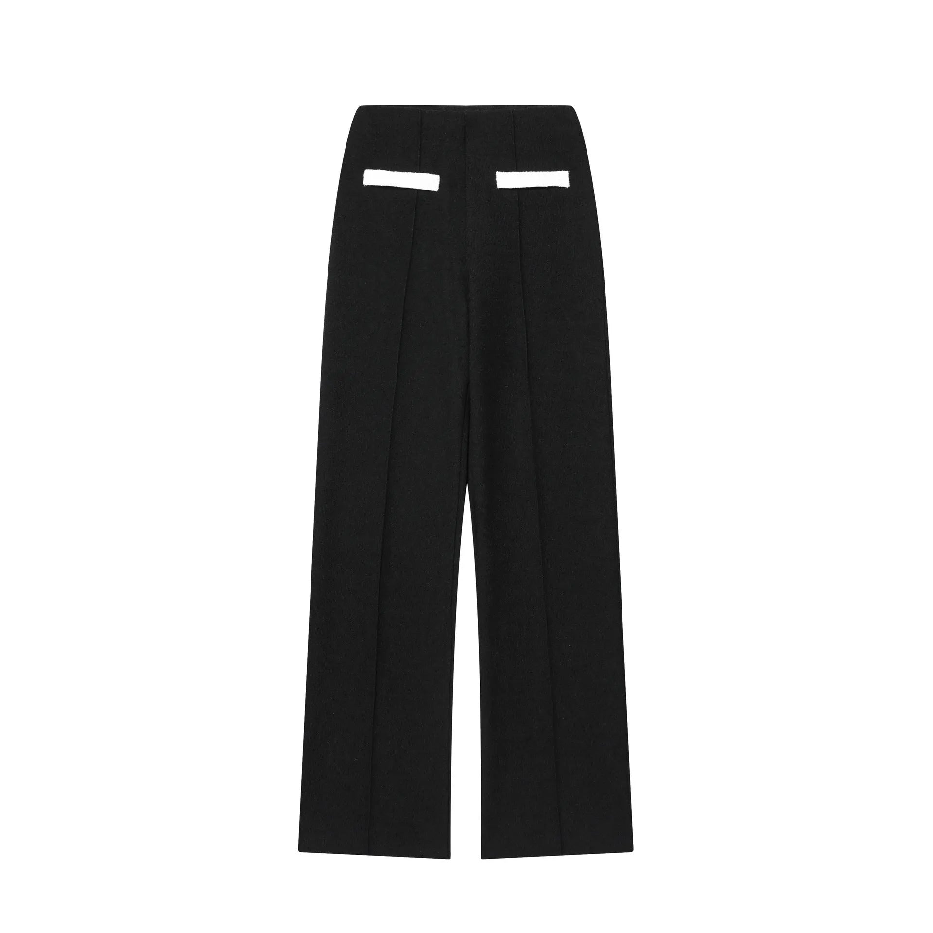 Women's polyester two-piece suit set with beaded top and high-waisted trousers in street fashion style
