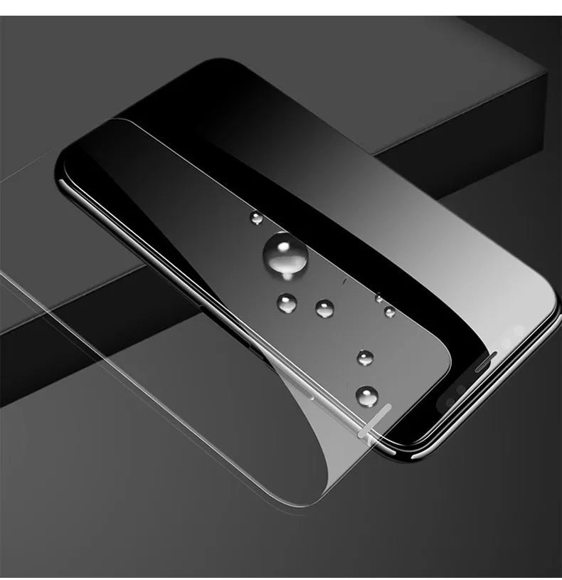 HD tempered glass screen protector for Samsung mobile phones showing full-screen coverage.