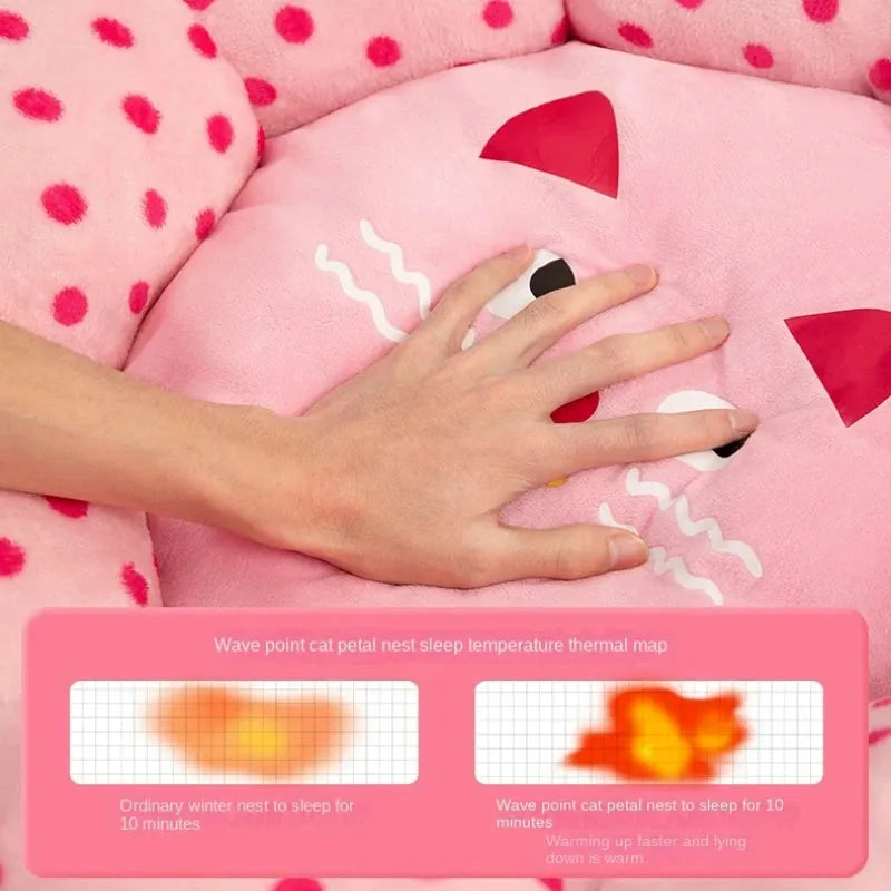 Pink dot fabric cat bed for small and medium sized cats