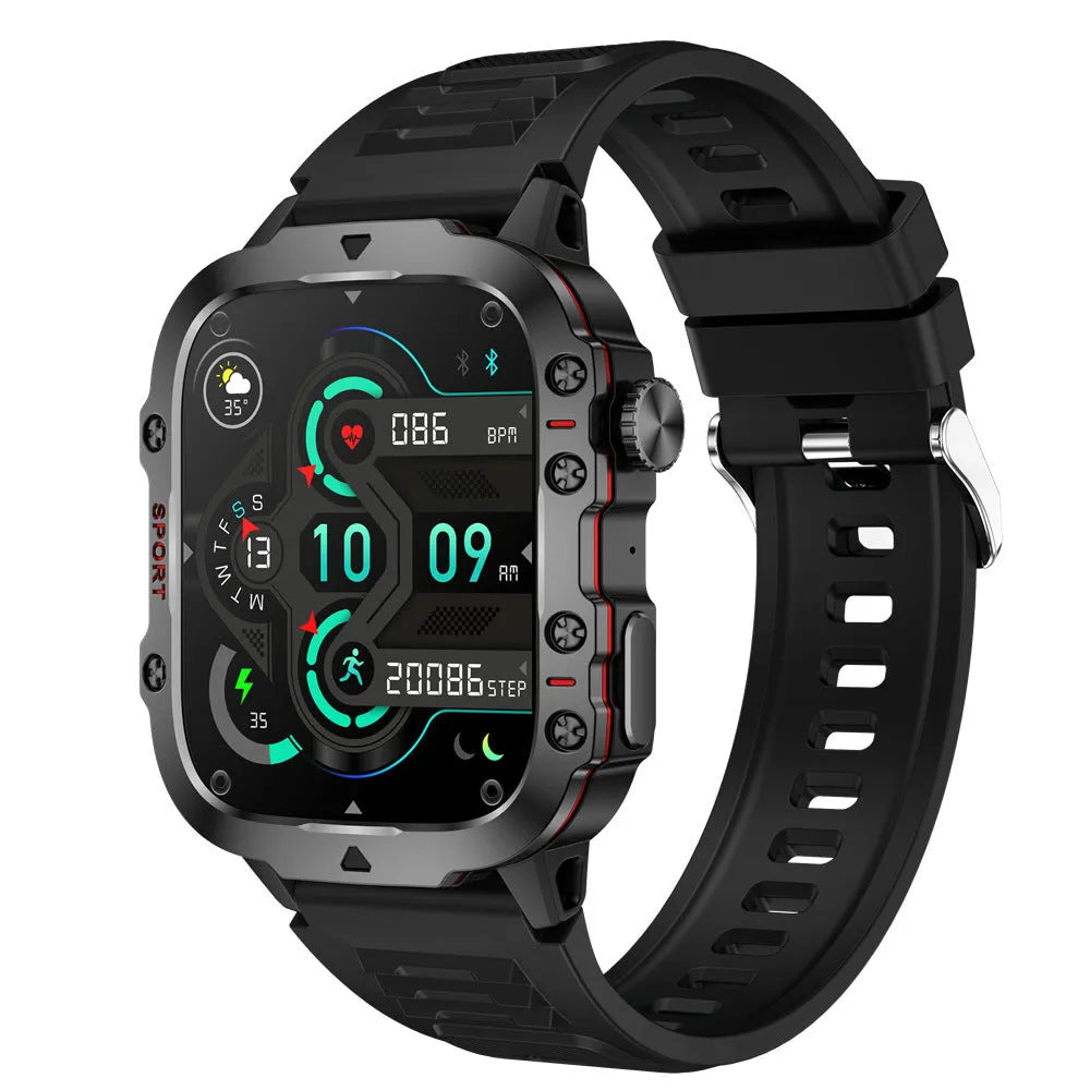 QX11 smart watch with TFT screen on wrist, showing black and khaki colour options with different strap styles.