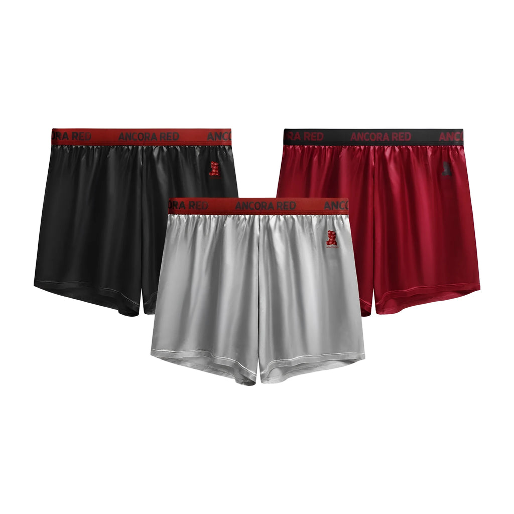 Solid colour men's polyester boxer briefs on a white background, showing mid-waist design.