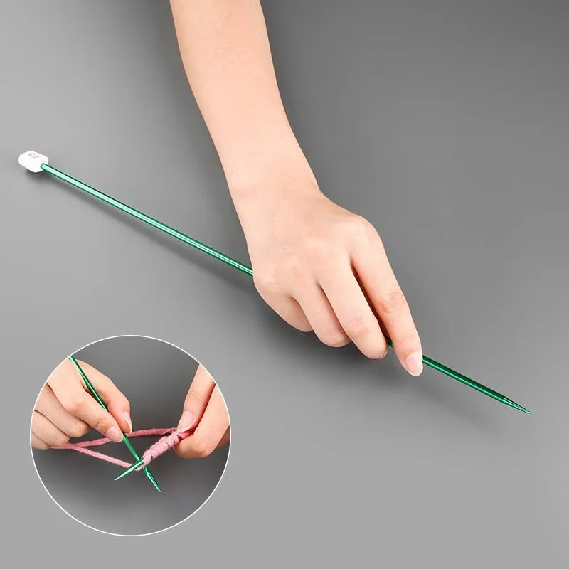 Set of aluminium crochet hooks with protective caps in multiple sizes from 2.0mm to 10.0mm.