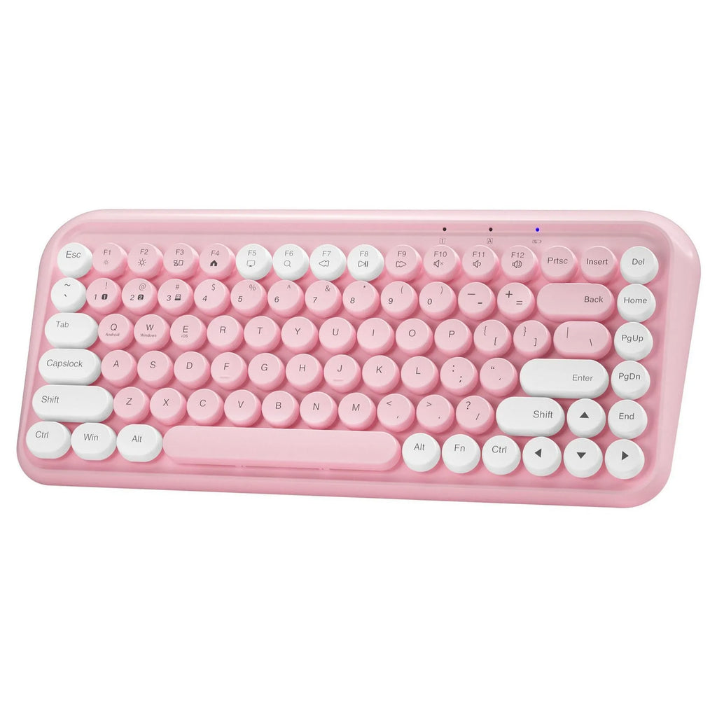 Pink wireless Bluetooth keyboard with 84 keys and crater architecture technology