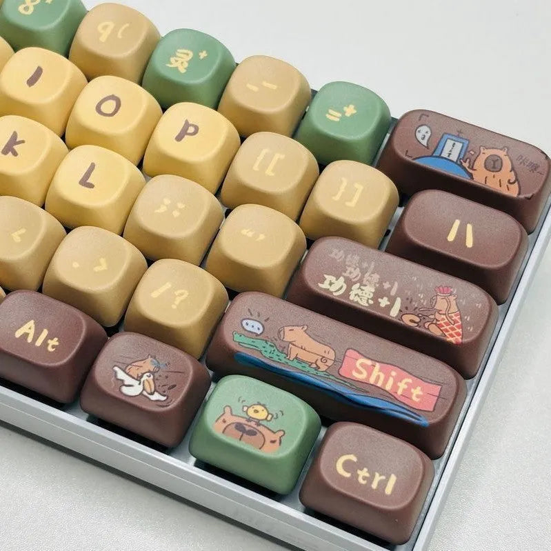 Capabala PBT mechanical keyboard keycaps set with 130 keys and girl anime MOA design