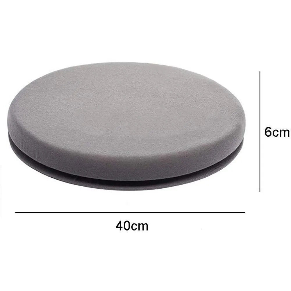Circular car seat cushion with rotation feature showing short plush cloth cover and 40cm diameter