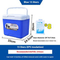 Blue aluminium foil insulated cooler box with multiple capacity options from 3.5L to 38L for outdoor use