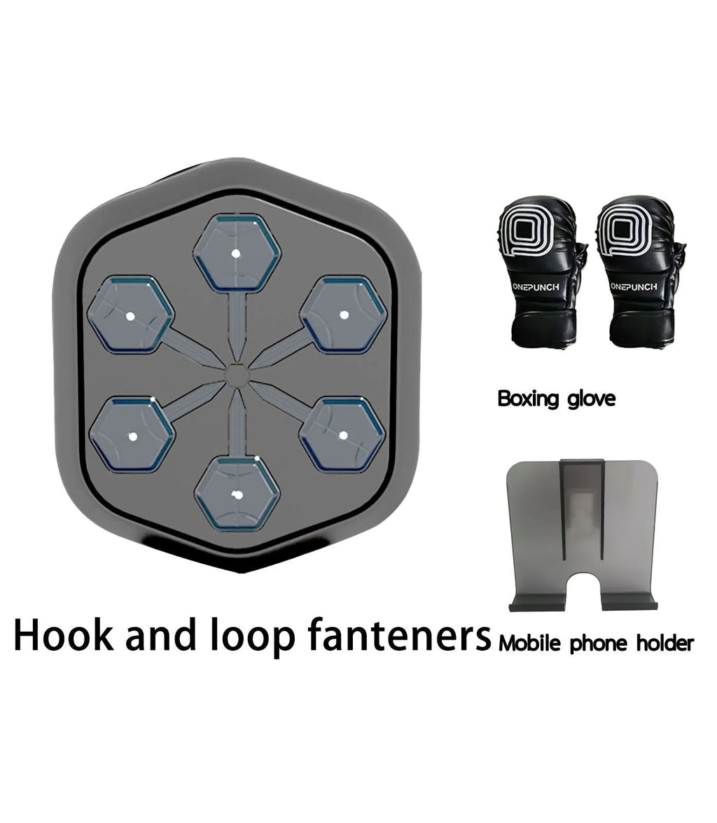 Black smart music boxing machine with Bluetooth connectivity and EVA construction