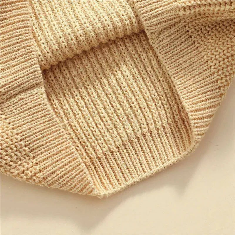 Girls' sleeveless rabbit fur sweater vest in solid beige with crew neck and star pattern, size 80cm.