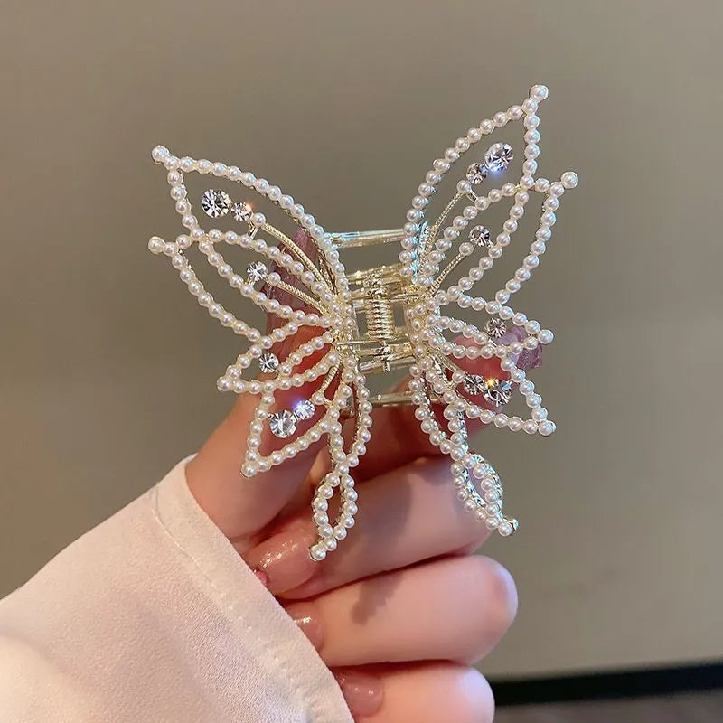 Butterfly hair clip barrette for women with electroplated alloy construction