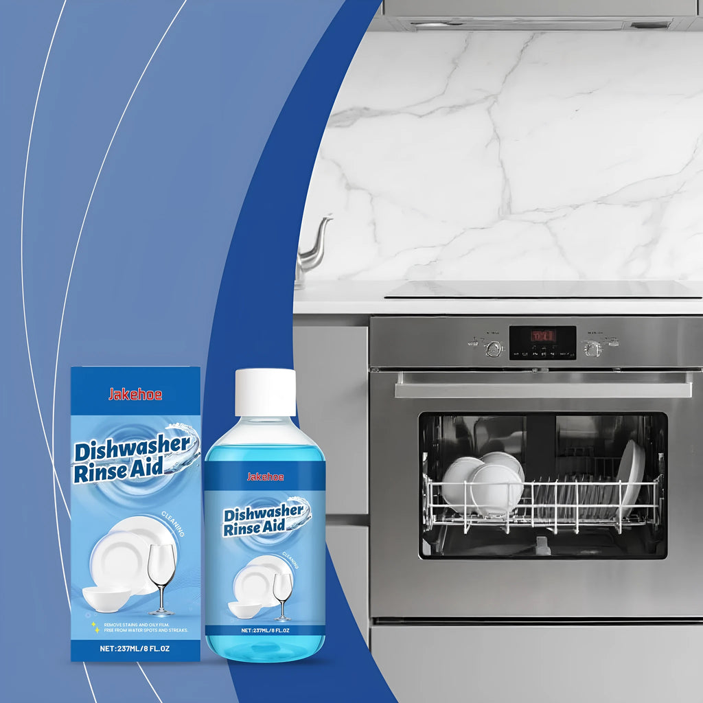 237mL bottle of dishwasher detergent aid liquid for cleaning oily plates and kitchenware.