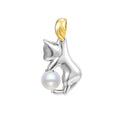 925 sterling silver cat clavicle chain necklace in D3247 fashion OL style with optional chain and pearl bead