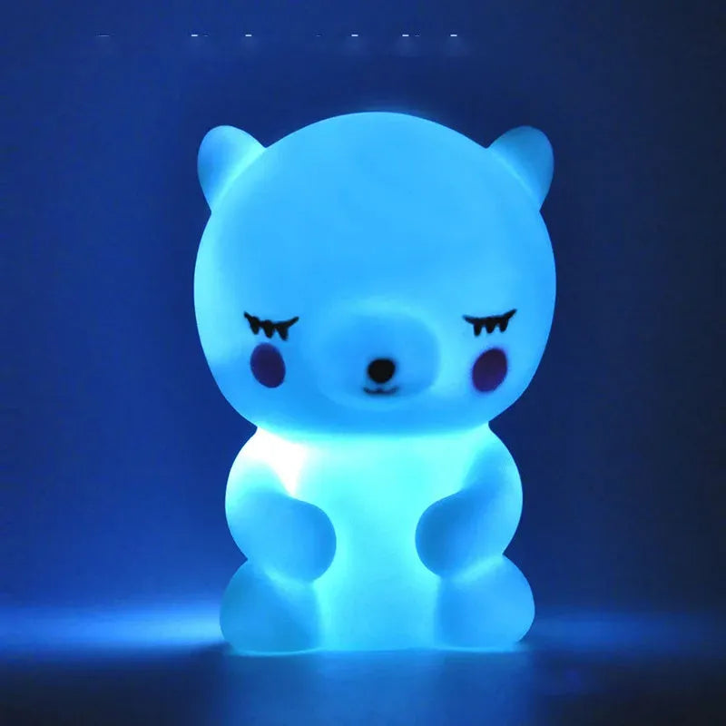 Cartoon enamel LED bedside lamp in Cloud Blue, 12x8x8cm, for children's room decoration