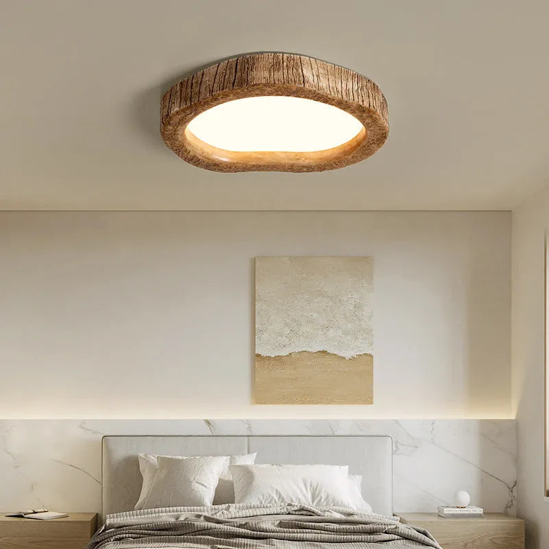 Wood grain finish round ceiling lamp with new Chinese style design and LED lighting
