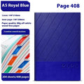 A4 notepad with striped PU leather cover open to show 80g wood-free paper pages