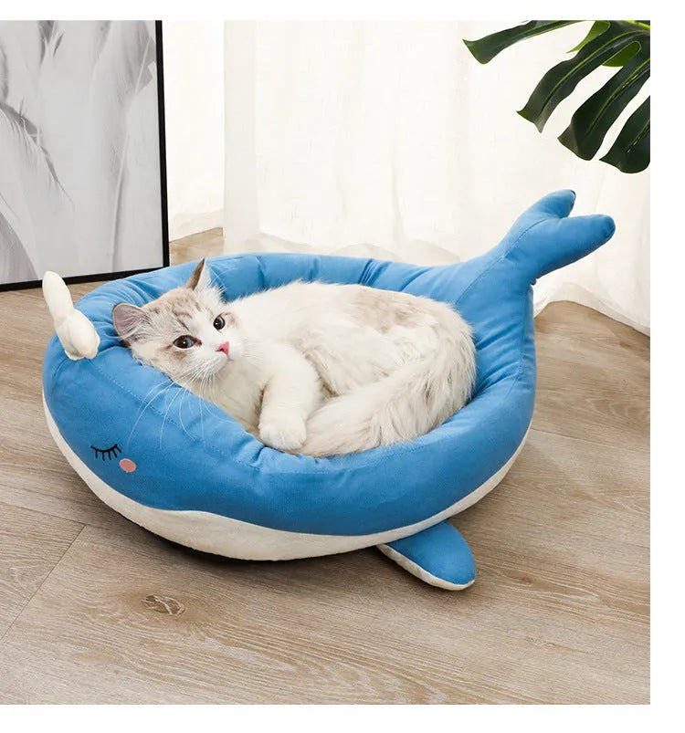 Blue duck shape fluffy pet bed for small dogs and cats with raised edges