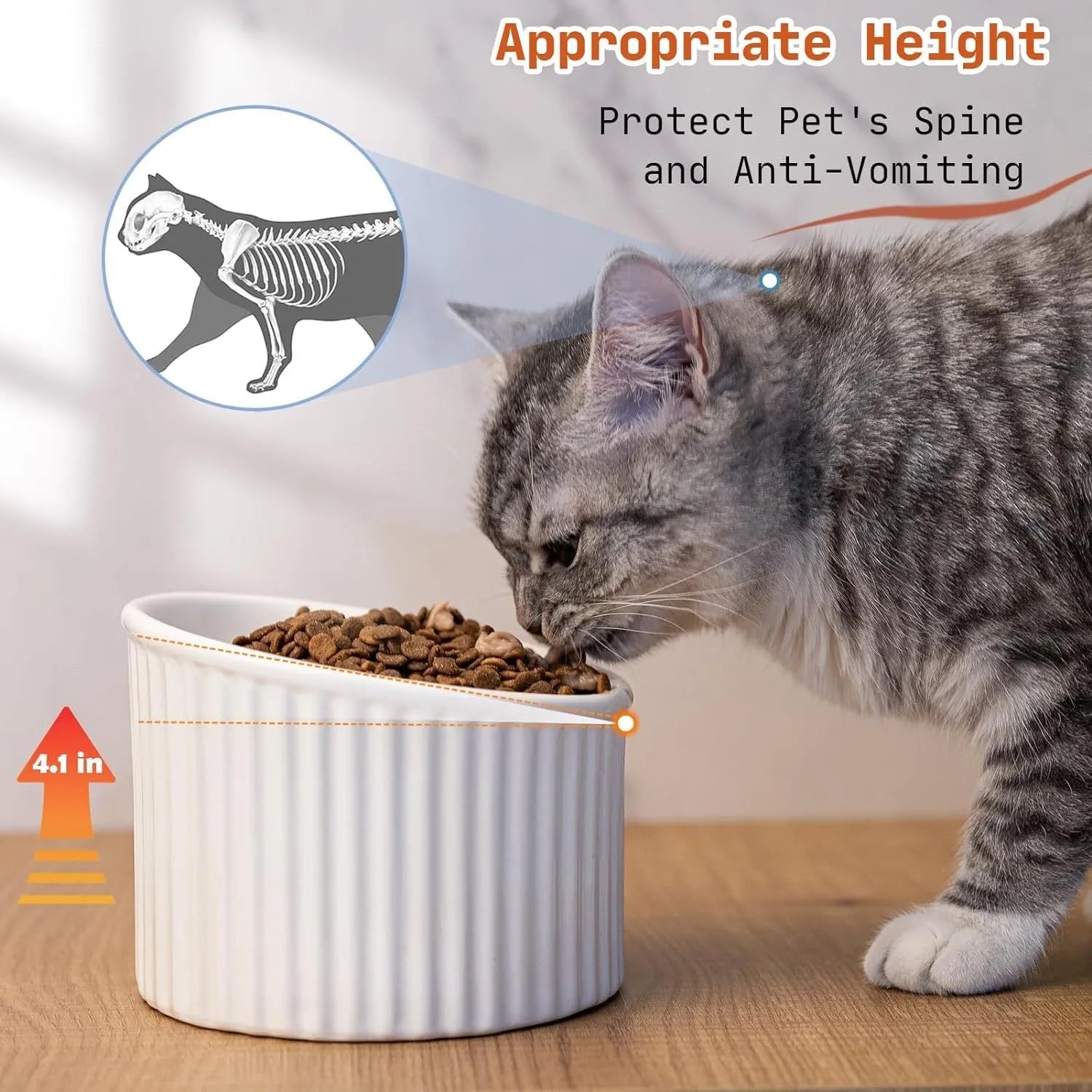 Elevated ceramic cat bowl in green, shown at a tilted angle to highlight its raised base and round feeding dish.