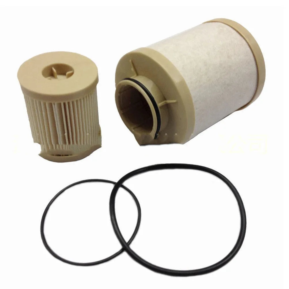 FD4616 diesel fuel filter for Ford F350 F550 6.0L engine showing 106mm height and replacement part numbers
