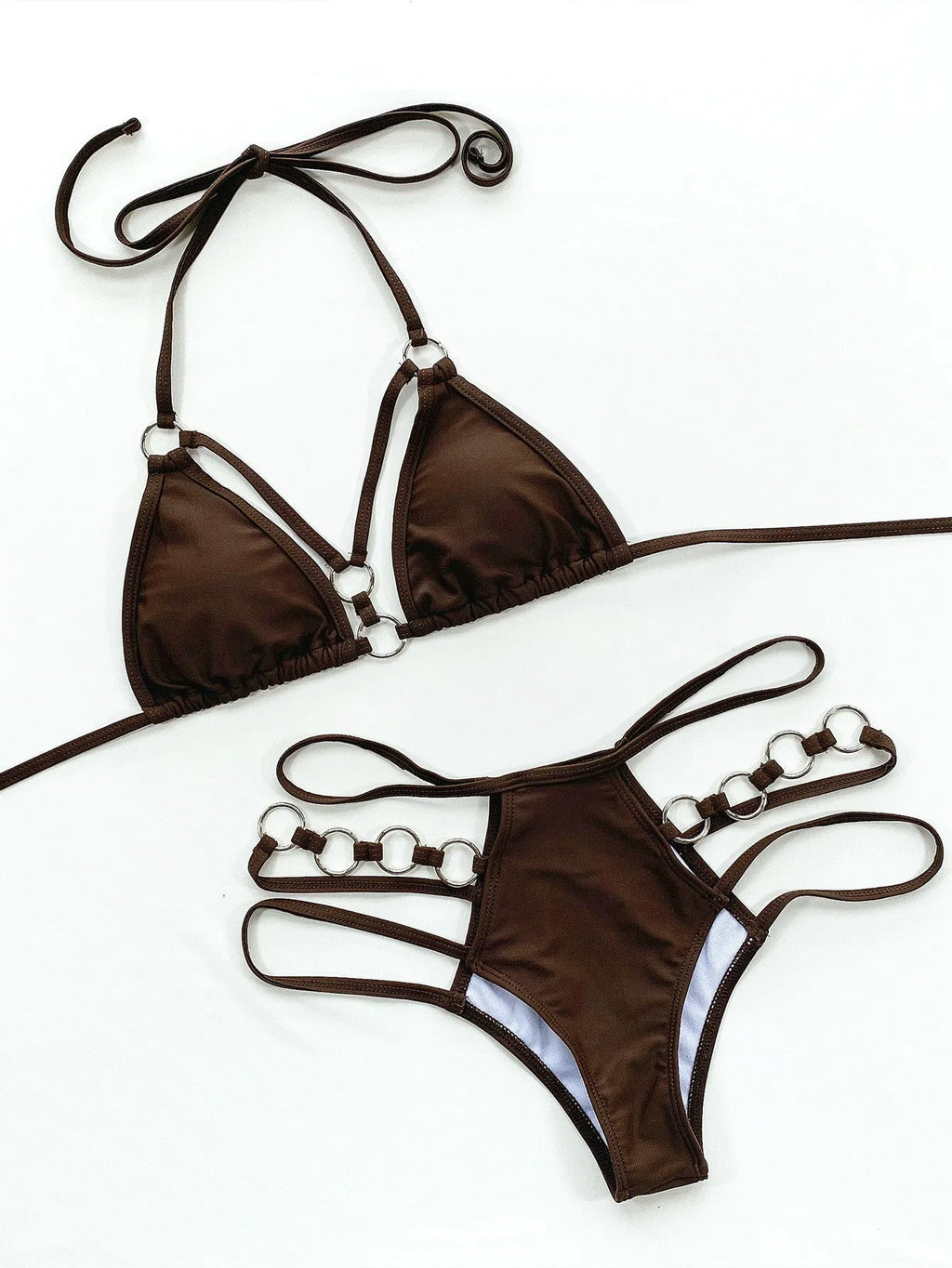 Women's separated bikini set with shorts in solid colours for swimming